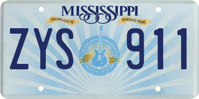 MS license plate ZYS911
