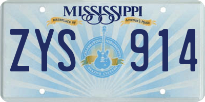 MS license plate ZYS914