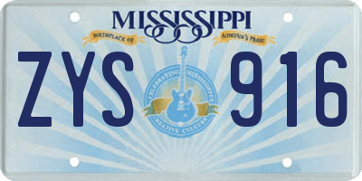 MS license plate ZYS916