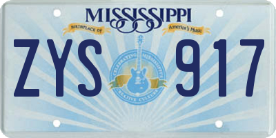 MS license plate ZYS917