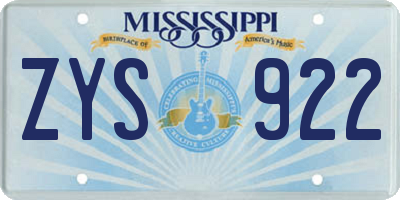 MS license plate ZYS922