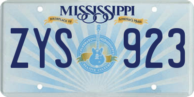 MS license plate ZYS923