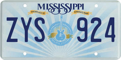 MS license plate ZYS924
