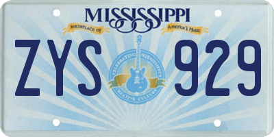 MS license plate ZYS929
