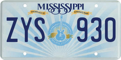 MS license plate ZYS930
