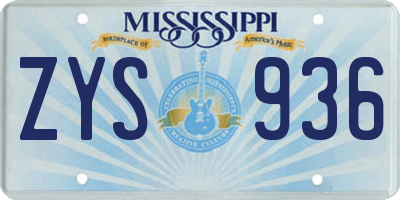 MS license plate ZYS936