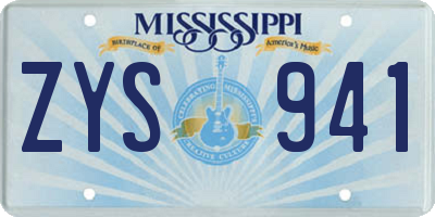 MS license plate ZYS941