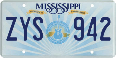 MS license plate ZYS942