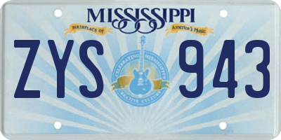 MS license plate ZYS943