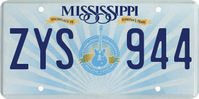 MS license plate ZYS944