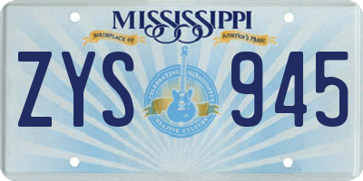 MS license plate ZYS945