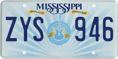 MS license plate ZYS946
