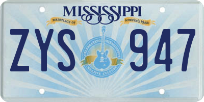 MS license plate ZYS947