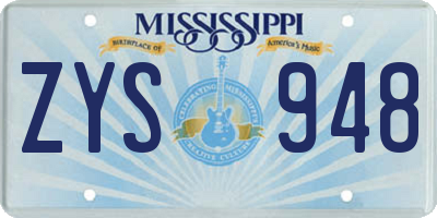 MS license plate ZYS948