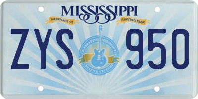 MS license plate ZYS950