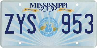 MS license plate ZYS953