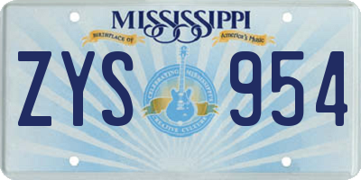 MS license plate ZYS954