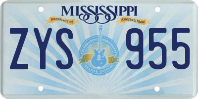 MS license plate ZYS955