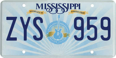 MS license plate ZYS959