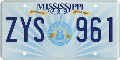 MS license plate ZYS961