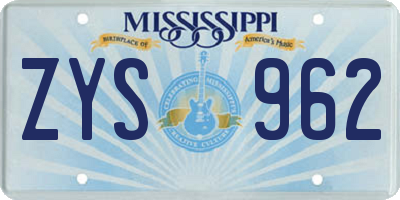 MS license plate ZYS962