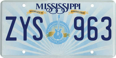 MS license plate ZYS963