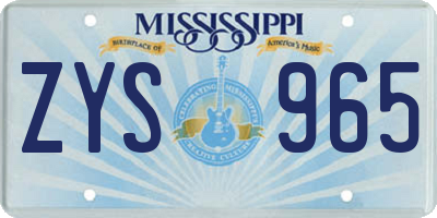 MS license plate ZYS965