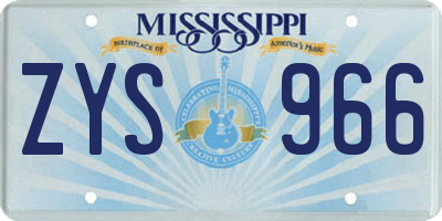 MS license plate ZYS966