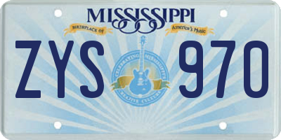MS license plate ZYS970