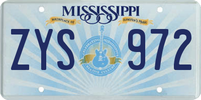 MS license plate ZYS972