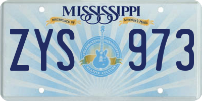 MS license plate ZYS973