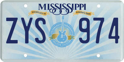 MS license plate ZYS974