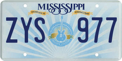 MS license plate ZYS977