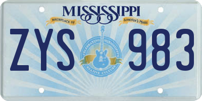 MS license plate ZYS983