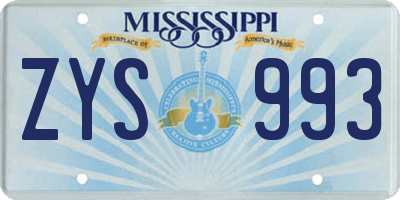 MS license plate ZYS993