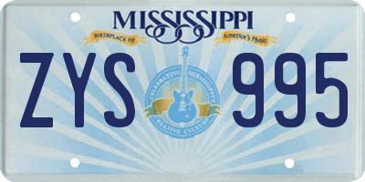 MS license plate ZYS995