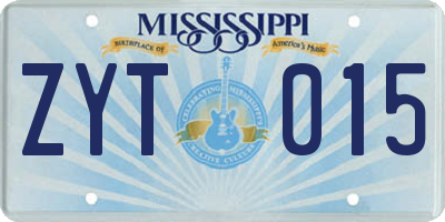 MS license plate ZYT015