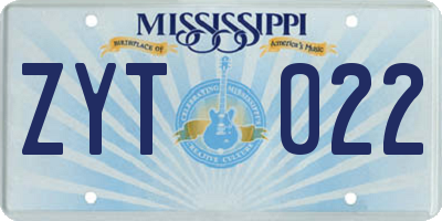 MS license plate ZYT022