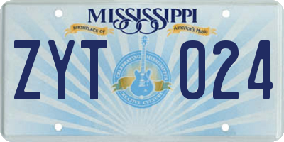 MS license plate ZYT024