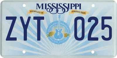 MS license plate ZYT025