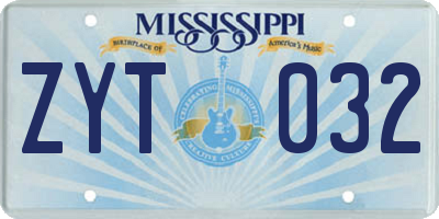 MS license plate ZYT032
