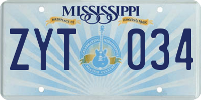 MS license plate ZYT034