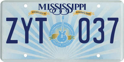 MS license plate ZYT037
