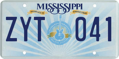 MS license plate ZYT041