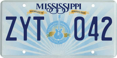 MS license plate ZYT042