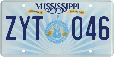 MS license plate ZYT046