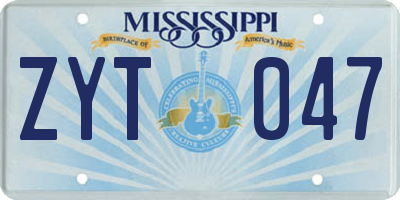 MS license plate ZYT047