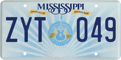 MS license plate ZYT049