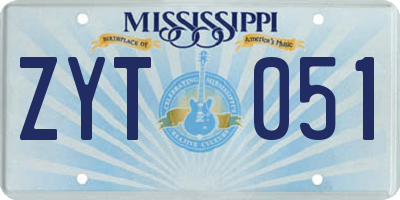 MS license plate ZYT051