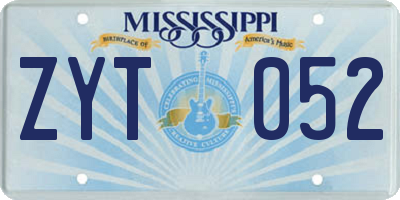 MS license plate ZYT052